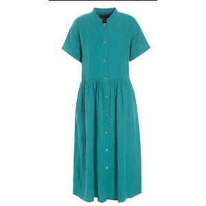 Bitte Kai Rand Scandinavian European linen Teal midi Dress Size S lagenlook